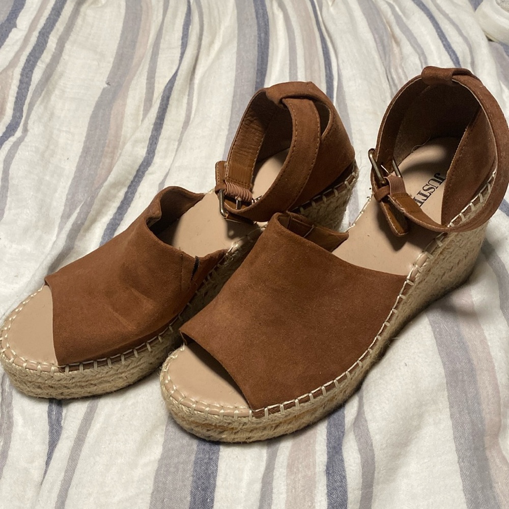Just Fab Macy brown suede wedges